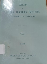 Image of Bulletin of Higher Teachers' Institute University of Baghdad