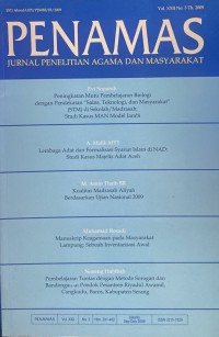 Image of Jurnal Penamas Volume XXII Nomor 3, Tahun 2009