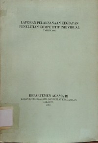 Image of Laporan Pelaksanaan Kegiatan Kompetitif Individual Tahun 2001