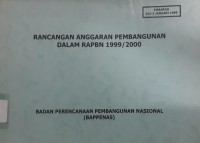 Image of Rancangan Anggaran Pembangunan Dalam RAPBN 1999/2000