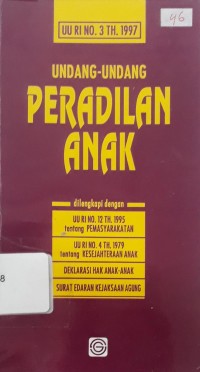 Image of Undang-undang Peradilan Anak UU RI No. 3 Tahun 1997